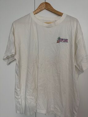 Rip Curl White Graphic Tee XL Short Sleeve Tropical Logo Surf Skate T-Shirt